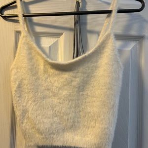 White fuzzy tank top